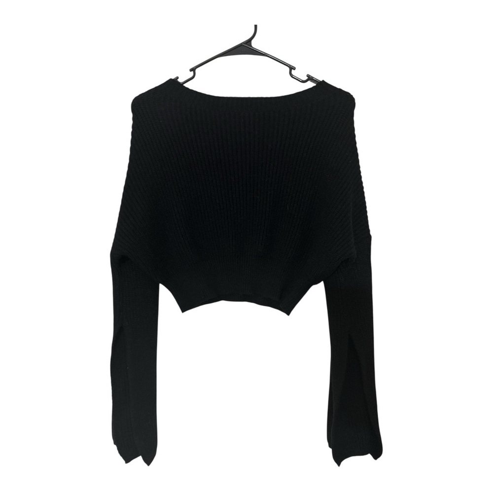 Chic Black Women's Sweater cropped viscose ribbed size small